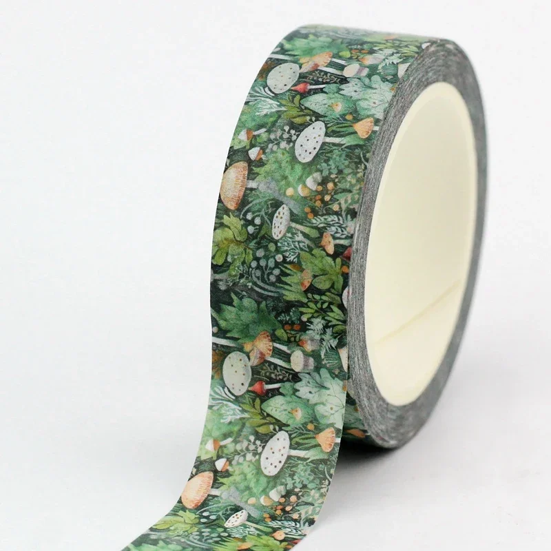 새로운 1PC 10M 장식 숲 잎 버섯과 양치류 Washi 테이프 Scrapbooking 공예 마스킹 테이프 귀여운 저널 편지지