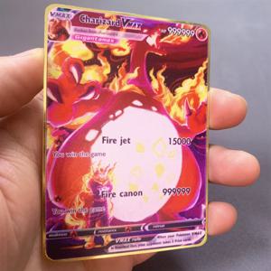 999999   포인트 HP 포켓몬 메탈 카드 Charizard 골든 메탈 슈퍼 카드 영어 카드 Mewtwo Vmax 메가 애니메이션 게임 컬렉션 선물
