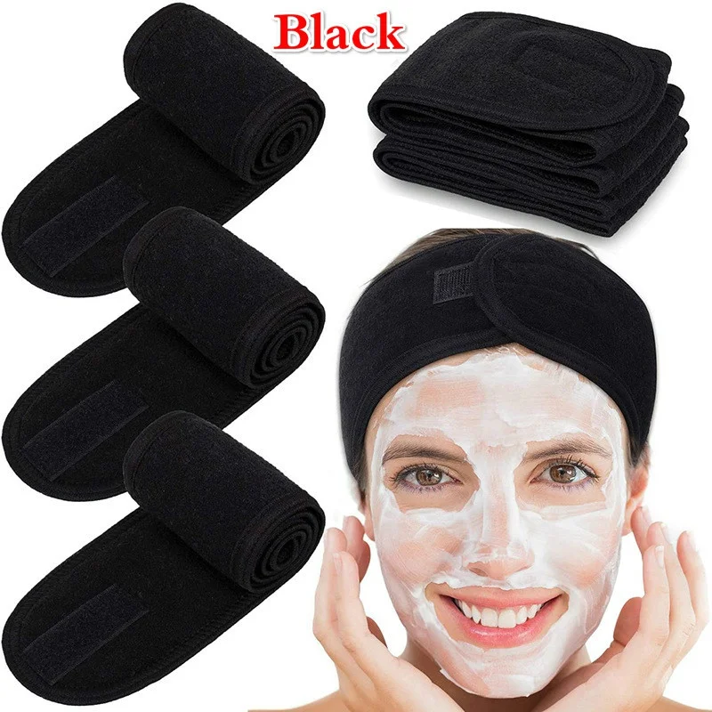 1pcs 페이셜 스파 머리띠 메이크업 샤워 목욕 랩 스포츠 헤어 밴드 테리 천 조절 가능한 스트레치 타올 헤드 랩 헤어 액세서리
