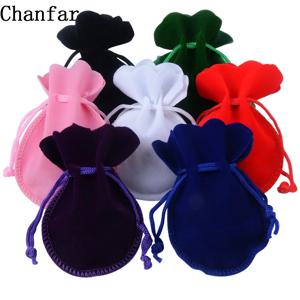 Chanfar 10pcs 7x9cm 9x12cm 벨벳 가방 화이트 레드 블랙 핑크 Drawstring 주머니 Calabash 모양 선물 포장 가방 웨딩 파우치