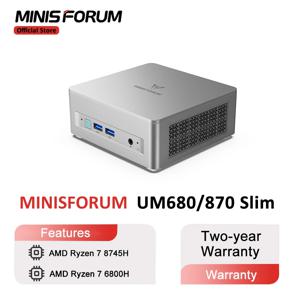 MINISFORUM 미니 PC UM870 슬림 AMD Ryzen 7 8745H 미니 컴퓨터 윈도우 11 DDR5 32GB 1TB SSD UM680 슬림 AMD Ryzen 7 6800H 게이밍 PC