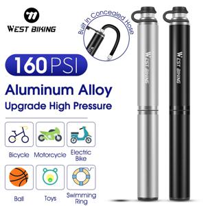 서쪽 자전거 휴대용 자전거 펌프 160PSI 미니 알루미늄 합금 자전거 펌프 Schrader/Presta 밸브 팽창기 MTB 도로 자전거 액세서리