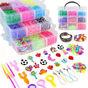 5000pcs DIY 고무 밴드 세트 멀티 컬러 고무 밴드 액세서리의 3 레이어 완벽한 휴일 선물 팔찌에 대 한 고무 밴드