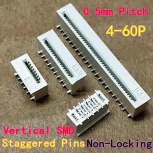 10PCS FPC/FFC 커넥터, 0.5mm 피치, 수직 SMD, 비잠금형, 8P-60P 소켓 8P 10P 12P 16P 20P 최대 60P 스태거드 핀