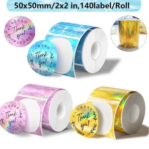 M110/M200/M220 홀로그램 레이저 컬러 원형 50x50mm 스티커 DIY 씰 라벨 (포모모 M120, E210, 마크라이프 P50, HPRT T20 메이커용)