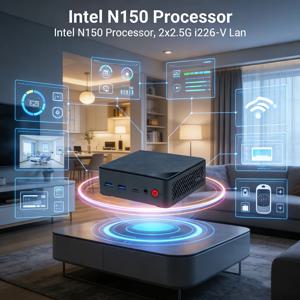 미니 PC 인텔 트윈 레이크 N150 데스크탑 컴퓨터 2*M.2 NVMe SSD 슬롯 1*DDR5 4800MHz 4K HDMI/DP/TYPE-C 사무실, 비즈니스용 Wifi5