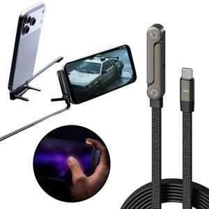 240W 초고속 충전 타입-C 접이식 충전 케이블(스탠드 포함) 2-in-1 범용 데이터 케이블(휴대폰용) 휴대용 충전기 라인