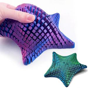 3D 프린팅 관절식 불가사리 스트레스 해소 장난감, 유연한 피젯 토이, 움직이는 관절, 감압 장난감, 해양 동물 책상 장식