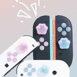 귀여운 블링 실리콘 소프트 D패드 버튼 ABXY 키 스티커 스킨 케이스 (스위치 2/NS OLED 조이콘 썸스틱 그립 캡 커버)