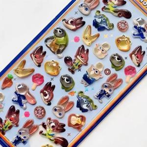 Kawaii 디즈니 Zootopia 스티커 3D 투명 젤리 크리스탈 만화 애니메이션 귀여운 데칼 DIY 노트북 전화 케이스 DIY 어린이 장난감