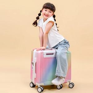 18인치 휴대용 기내 반입 수하물 가방 6륜 지퍼 잠금 장치가 있는 어린이용 좌석 겸용 캐리어