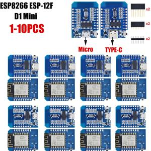 1-10pcs ESP8266 D1 미니 WIFI 개발 보드 ESP-12F Wemos D1 미니 Nodemcu Lua Iot 보드 3.3V Met 핀 TYPE-C/마이크로 USB XZG