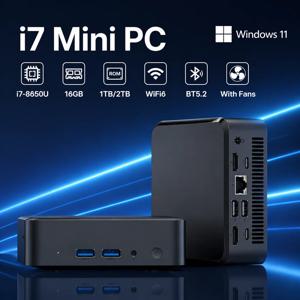 새로운 미니 PC 게이머 컴퓨터 인텔 코어 i7-8650U 32GB 램 1/2TB SSD FHD 블루투스 WiFi6 TYPE-C 윈도우 11 게이밍 오피스 4K HDMI