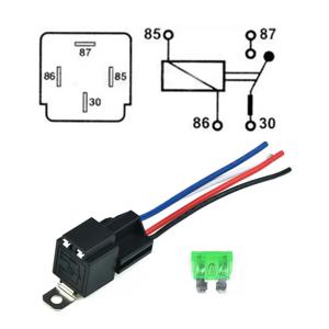 소켓 베이스/와이어/퓨즈가 있는 12V 4 핀 자동차 릴레이 30A Amp SPST 사전 배선 소켓 방수 자동차 액세서리