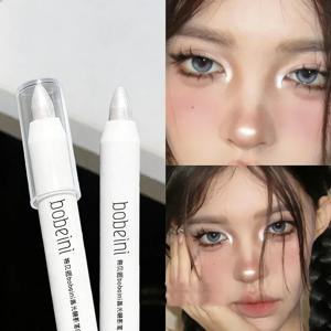 1개 쉬머링 하이라이트 스틱, 눈을 밝게 해주는 글리터 화이트 아이섀도우 펜슬, 눈부신 효과 메이크업 하이라이터