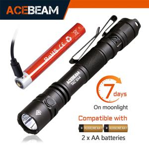 ACEBEAM TAC 2AA EDC 충전식 손전등, 넓은 전압 범위(1.2-4.8V) 지원 LED 손전등, 자기 방어 스트로보 모드 기능, 캠핑용 손전등