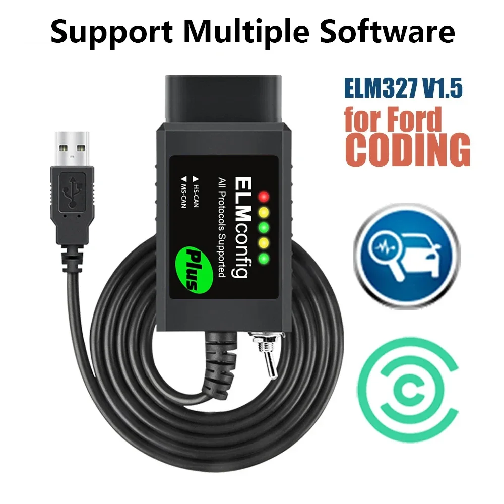 포드 FORscan USB Obd2 ELM327 V1.5 스위치 CH340 PIC18F25K80 칩 Forscan FoCCCus HS CAN 및 MS CAN 자동차 진단 도구