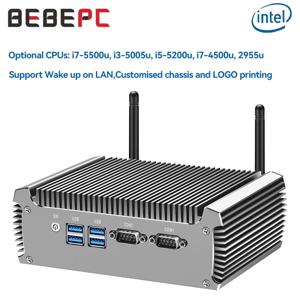 BEBEPC 산업용 미니 PC 인터 코어 i7-5500u 지원 Ubuntu Linux WiFi 컴팩트 컴퓨터(2xLAN 4xUSB3.0 1xHDMI Win10 Ready 포함)