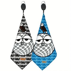 2개입 신제품 고품질 골프 타월 패셔너블한 양면 프린트 텔레스코픽 훅 빠른 건조 초흡수성 부드러운 빠른 건조