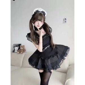 고딕 로리타 메이드 코스튬 드레스 다크 틴 퓨어 데지어 소프트 걸 할로윈 코스프레 레트로 서브컬쳐 소녀 가을 드레스