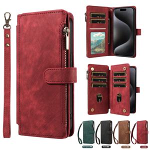아이폰 17Air 17 Pro Max 16 Pro Max 16e 15 14 13 12 11 Pro Max Plus용 PU 가죽 폰 케이스 플립 지갑 스타일 폰 커버