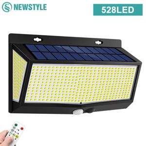 슈퍼 브라이트 528LED 태양광 벽등 모션 센서 태양광 보안등 3가지 조명 모드 방수 파워드 플러드라이트 야외용
