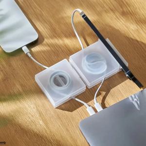 휴대용 투명 케이블 정리기 코드 관리 USB 케이블 와인더 접이식 휴대폰 홀더 충전기 와이어 보관 보호대