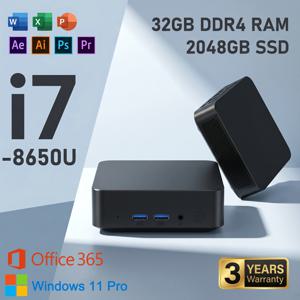 2026년형 새로운 인텔 코어 i7 8650U 미니 PC 윈도우 11 프로 휴대용 무소음 데스크탑 컴퓨터 (비즈니스, 사무실, 가정 엔터테인먼트용)