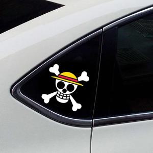 1pcs 원피스 Luffy 자동차 Sticke Anime Peeking Glass 비닐 데칼 스티커 자동차 창 노트북 Hydroflask Waterbottle PVC