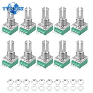 10PCS RK097 RK097N 전위차계 B1K 5K 10K 20K 50K 100K 500K 15mm 3Pin 오디오 샤프트 증폭기 씰링 전위차계 키트