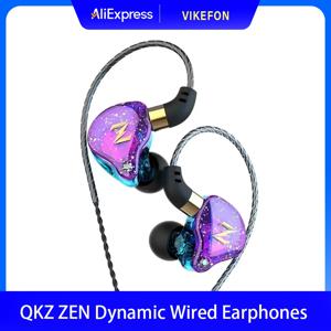 QKZ ZEN 다이나믹 유선 이어폰 HIFI 중저음 이어버드 이어폰 모니터 스포츠 소음 차단 헤드셋 마이크가 있는 게임용 헤드폰
