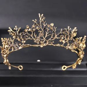 바로크 빈티지 크리스탈 크라운 티아라 라인스톤 공주 나비 무도회 왕관 및 티아라 신부 웨딩 헤어 액세서리 쥬얼리