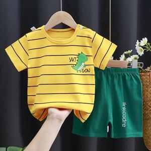 어린이 만화 의류 세트 여름 패션 짧은 소매 정장 소년 소녀 티셔츠 + 반바지 2Pcs 어린이 의상 0-6 년