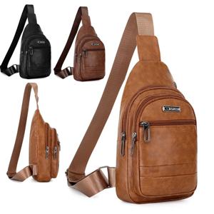 패션 남자 가방 가죽 가슴 어깨 Crossbody 가방 지퍼 팩 슬링 어깨 가방 야외 여행 가방