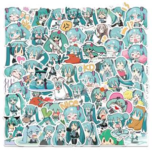 65pcs 하츠네 미쿠 스티커 팩 방수 전화 케이스 만화 저널링 편지지 카와이 포장 귀여운 노트북 스킨