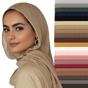 모달 코튼 이슬람 베일 저지 Hijab 스카프 긴 이슬람 목도리 일반 소프트 터번 타이 헤드 랩 여성용 아프리카 머리띠