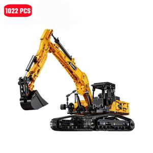 SEMBO 블록 1022pcs 굴삭기 모델 빌딩 블록 MOC 도시 건설 엔지니어링 차량 벽돌 교육 장난감 소년 선물