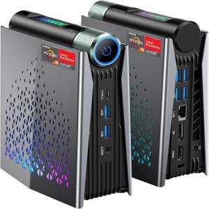ACEMAGIC 미니 PC AMD Ryzen 7 H255 프로세서 16GB 512GB SSD 윈도우 11 Pro 미니 컴퓨터 WiFi 6E BT5.2 RGB 조명 4K 트리플 지원