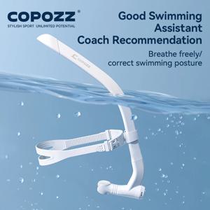 COPOZZ 프론트 헤드 수영 훈련 스노클 실리콘 마우스피스 주니어 수영 선수 여성 남성 청소년을 위한 풀 드라이 다이빙 장비