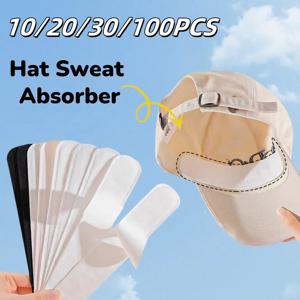 10/100Pcs 보이지 않는 모자 땀 흡수기 스티커 라이너 밴드 Sweatband 바이저 모자 크기 감속기 캡 Anti-dirty Strips Pads Tape