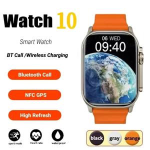 새로운 워치 10 울트라 스마트워치 남성용 49mm NFC 여성용 GPS 트랙 블루투스 통화 BT 음악 게임 무선 충전 스마트워치
