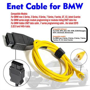 BMW F/G 시리즈 ESYS INPA ISTA ICOM 코딩 ECU 프로그래머 진단 케이블 ENET OBD2 스캐너 도구용 OBDII 이더넷 RJ45 케이블