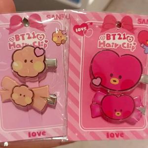 BT21 치미 쿠키 슈키 RJ ‌ 타타 ‌ ‌ MANG KOYA 아이돌 헤어 클립(카툰 뱅스 클립 포함) 아크릴 가와사키 메시 헤어 클립