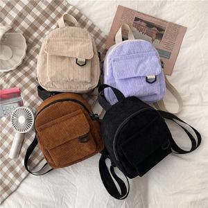 솔리드 컬러 미니 배낭 코듀로이 작은 배낭 간단한 캐주얼 학생 Bookbags 여행 배낭 패션 여성 Soulder 가방