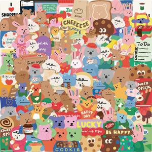 100Pcs 한국어 Dailylike 곰 스티커 어린이를위한 비닐 방수 스티커 Loptop 물병에 대 한 장난감 전사 술 DIY 전화 케이스