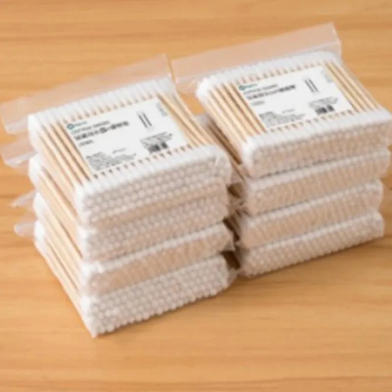 1000pcs 더블 엔드 목화 면봉 귀 리무버 가정용 나무 스틱 메이크업 리무버 뷰티 스틱 메이크업 리무버 귀 리무버