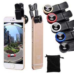 3 in 1 Fisheye 전화 렌즈 0.67X 광각 줌 피쉬 아이 렌즈, iPhone 용 전화에 클립 렌즈 포함 Huawei Xiaomi 매크로 렌즈