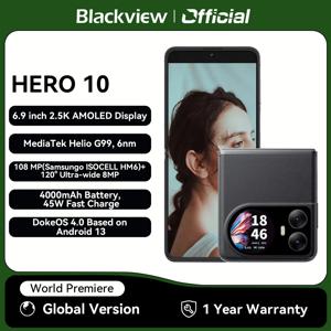 2025년 월드 프리미어 블랙뷰 HERO 10 스마트폰 6.9인치 AMOLED 폴딩 디스플레이 MTK 헬리오 G99 12GB 256GB 108MP 카메라 4000mAh