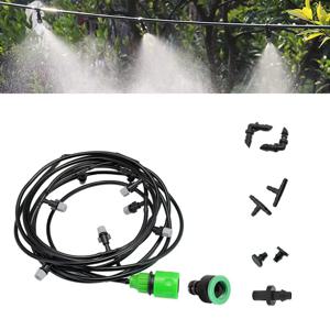 10m 호스 냉각수 미스트 분사 시스템 회색 스프레이 헤드 정원 분무기 (4/7mm 커넥터 포함) 야외 온실용