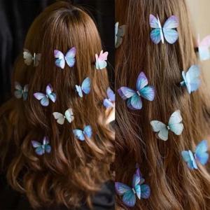 5PCS 새로운 귀여운 공주 메쉬 더블 레이어 나비 사랑스러운 여자 머리핀 어린이 모자를 쓰고 있죠 헤어 그립 헤어 클립 헤어 액세서리